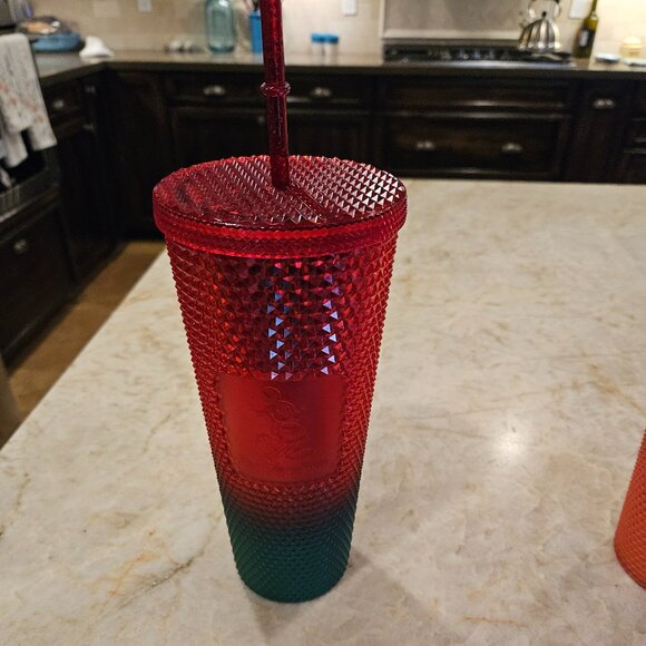 TWO Starbucks Tumblers - Christmas Mickey And Orange Studded - Picture 3 of 6